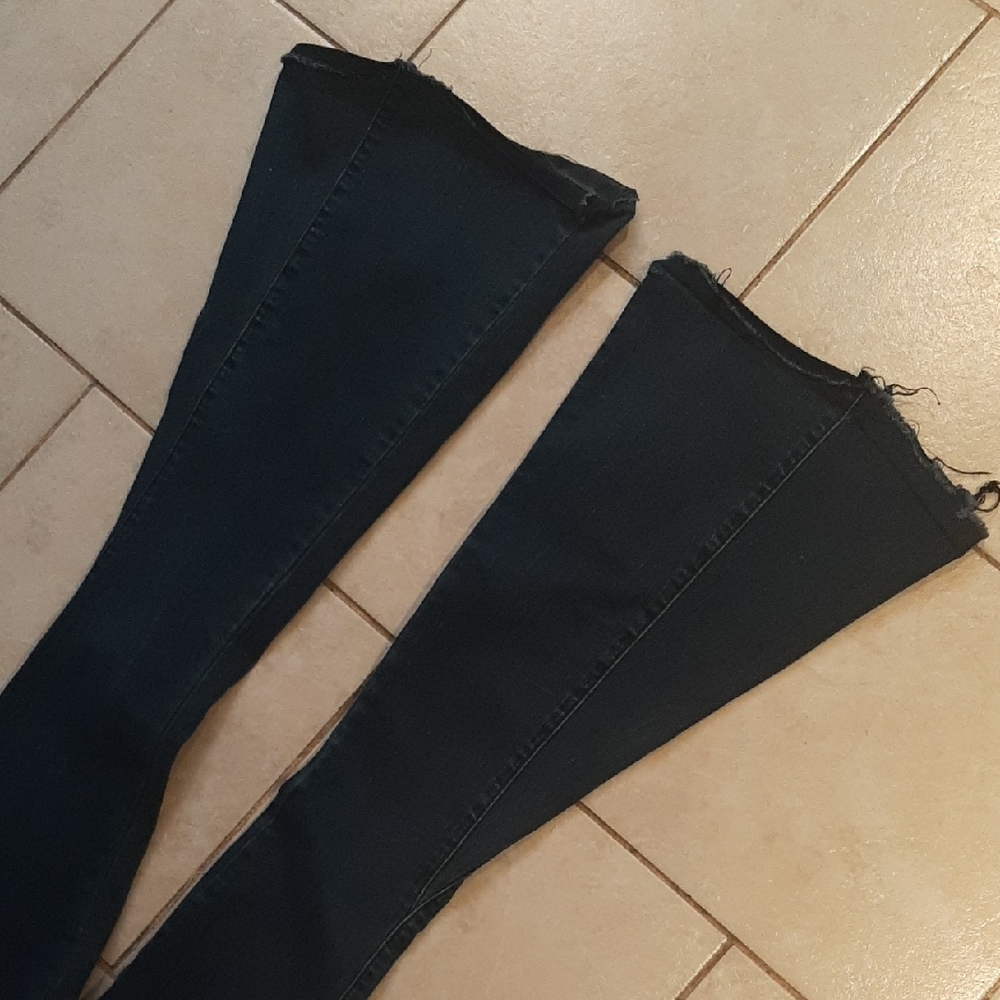 70'sThree🐦Bird🐦Nest Y2K☮HIPPIE Midnight Blue VINTAGE FLARE Jeans Sz XS/S - Picture 3 of 11